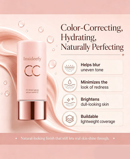 Insideefy CC Tinted Serum – Shade-Adaptive Coverage, 24H Hydration & Waterproof Wear