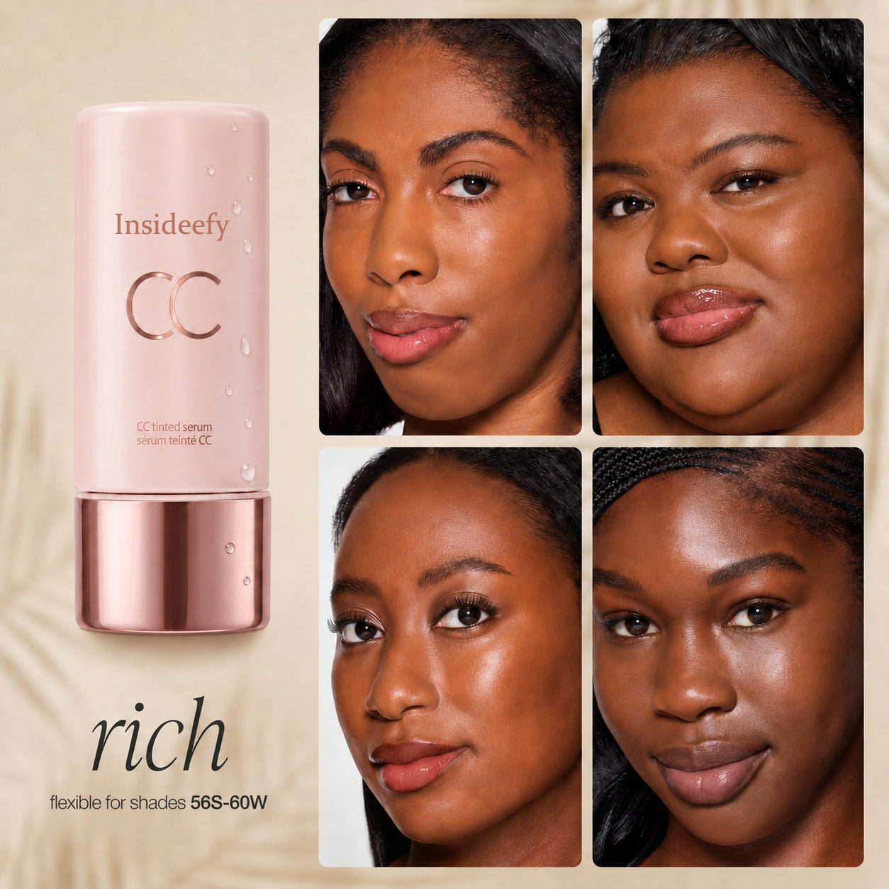 Insideefy CC Tinted Serum – Shade-Adaptive Coverage, 24H Hydration & Waterproof Wear