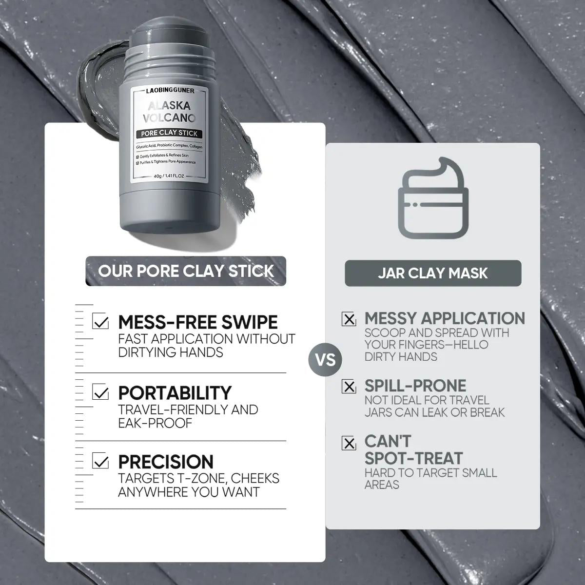 Reduce Blackheads + Cleanse Pores。Mud mask stick